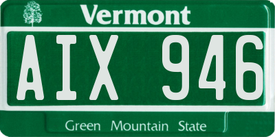 VT license plate AIX946