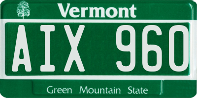 VT license plate AIX960