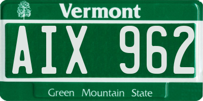 VT license plate AIX962