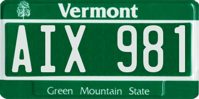 VT license plate AIX981