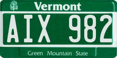 VT license plate AIX982