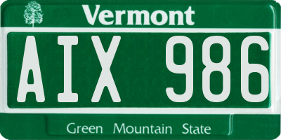 VT license plate AIX986