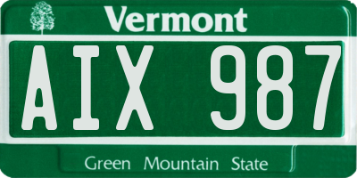 VT license plate AIX987