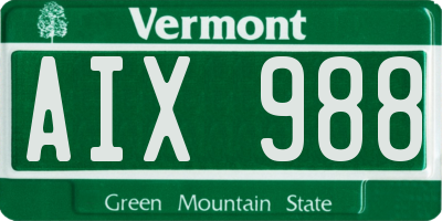 VT license plate AIX988