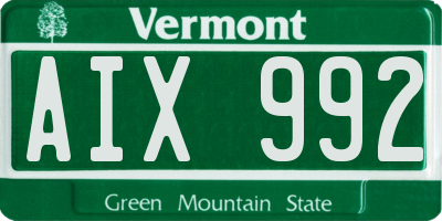 VT license plate AIX992