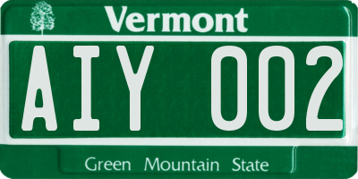 VT license plate AIY002