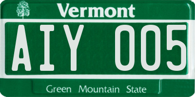 VT license plate AIY005