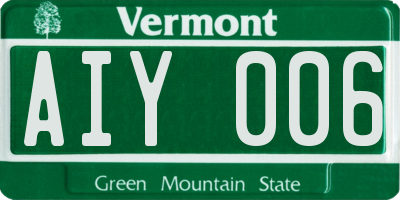 VT license plate AIY006