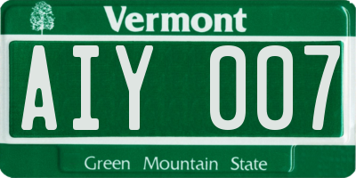 VT license plate AIY007