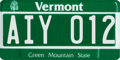 VT license plate AIY012