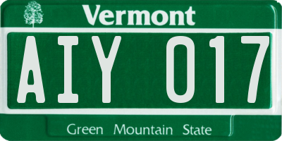 VT license plate AIY017