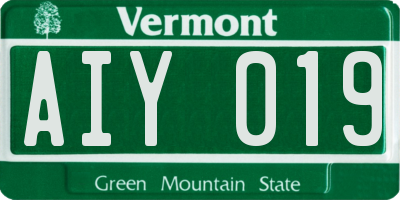 VT license plate AIY019