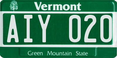 VT license plate AIY020