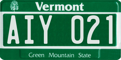 VT license plate AIY021