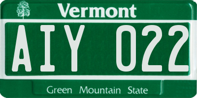 VT license plate AIY022