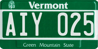 VT license plate AIY025