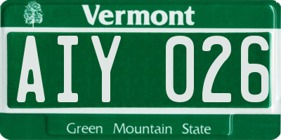 VT license plate AIY026
