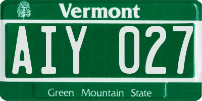 VT license plate AIY027