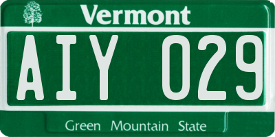 VT license plate AIY029