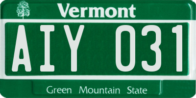 VT license plate AIY031