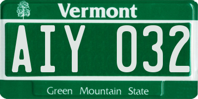 VT license plate AIY032