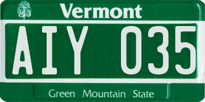 VT license plate AIY035