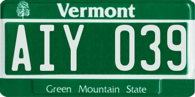 VT license plate AIY039