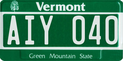 VT license plate AIY040
