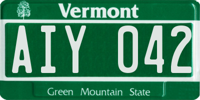 VT license plate AIY042
