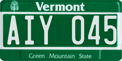 VT license plate AIY045