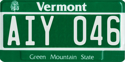 VT license plate AIY046