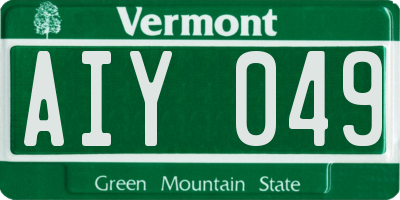 VT license plate AIY049