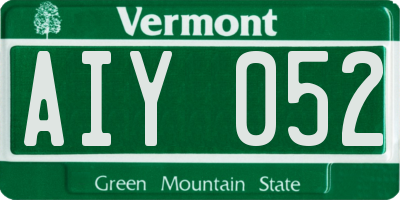 VT license plate AIY052