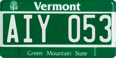 VT license plate AIY053