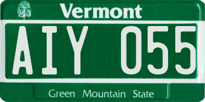 VT license plate AIY055