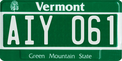 VT license plate AIY061
