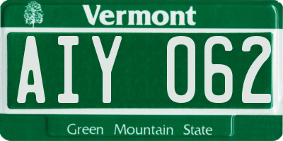 VT license plate AIY062