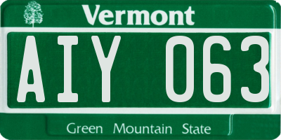VT license plate AIY063