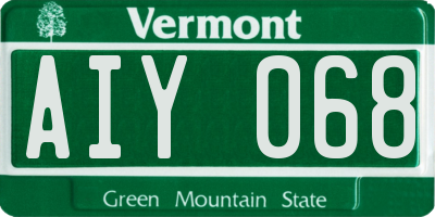 VT license plate AIY068