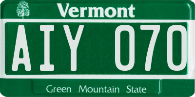 VT license plate AIY070