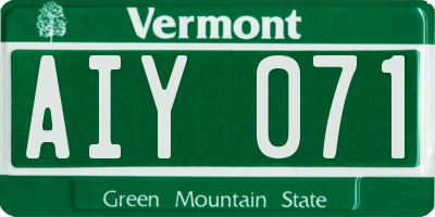 VT license plate AIY071