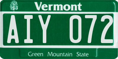 VT license plate AIY072