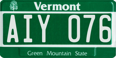 VT license plate AIY076