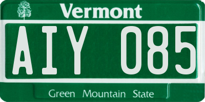VT license plate AIY085