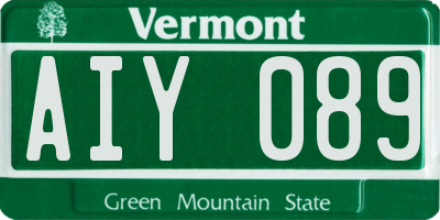 VT license plate AIY089