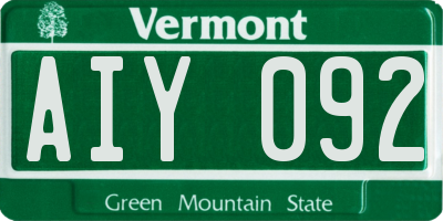 VT license plate AIY092
