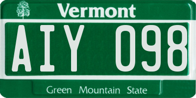 VT license plate AIY098