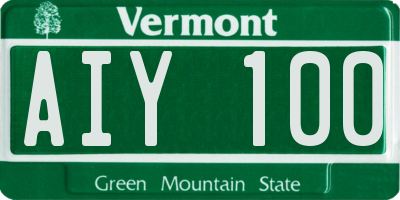 VT license plate AIY100