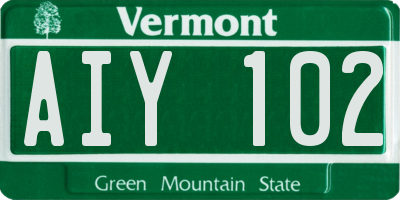 VT license plate AIY102