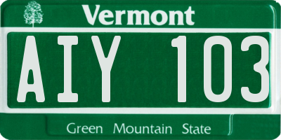 VT license plate AIY103